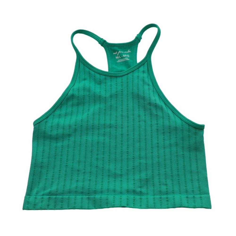 Out From Under Green Ribbed Racerback Crop Tank Sports Bra M/L